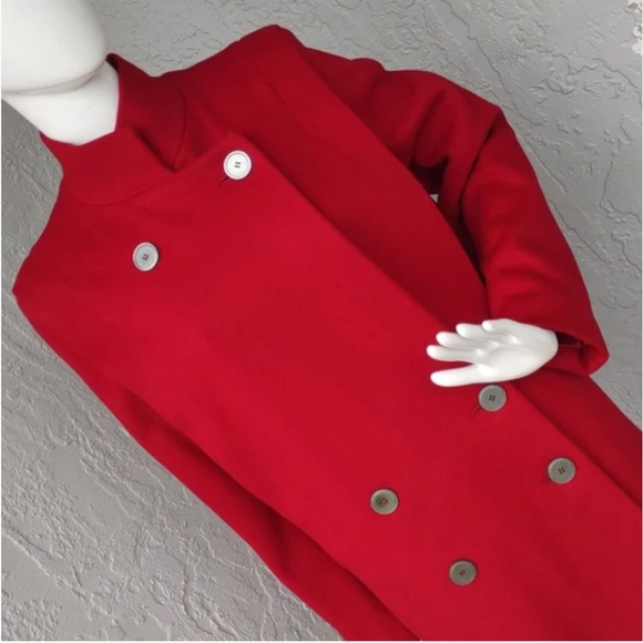 Ashley Scott Vintage Red Full-Length Pure Wool Coat - Picture 11 of 17